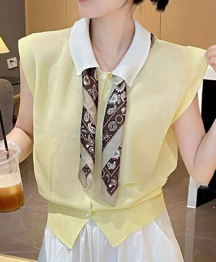 Polo-neck Knit Sweater Casual Trendy Top For Women