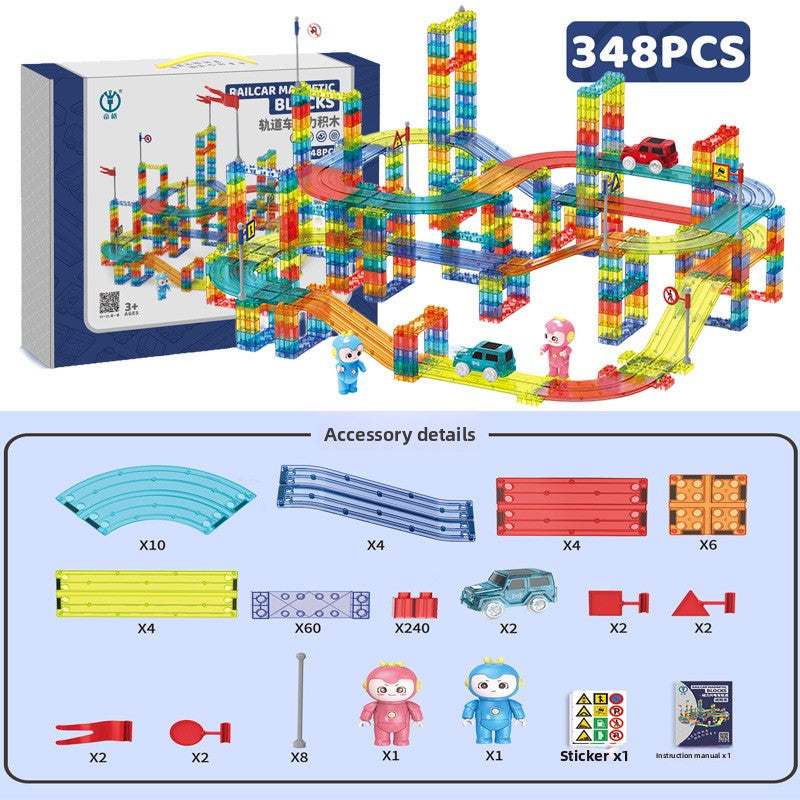 Magnetic Track Building Set with Electric Cars