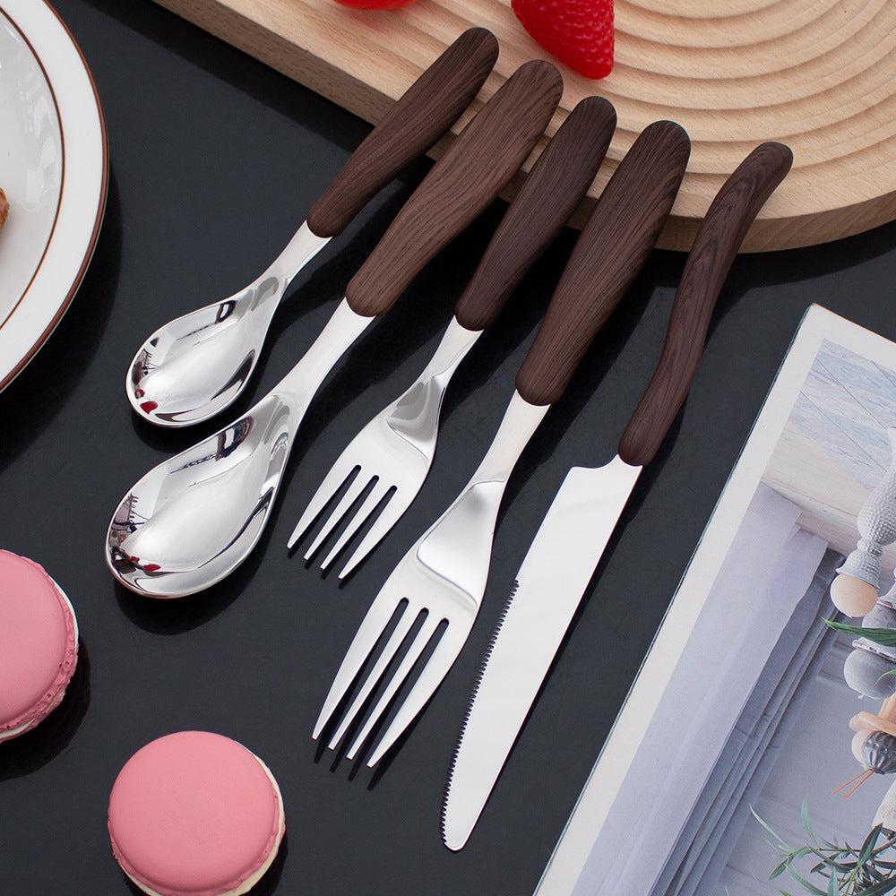 Stainless Steel Wood Grain Cutlery Set