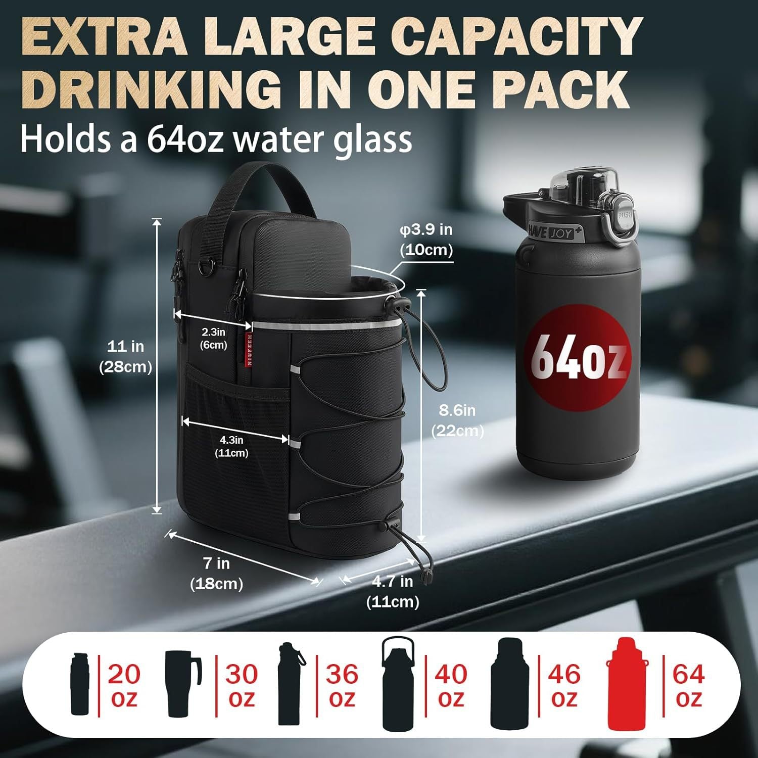 Magnetic Water Bottle Bag Fitness Storage