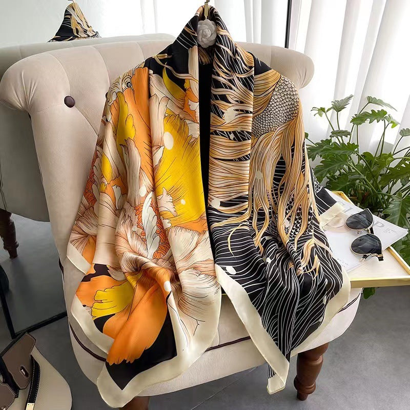 Creative Exotic-print Versatile Silk Scarf