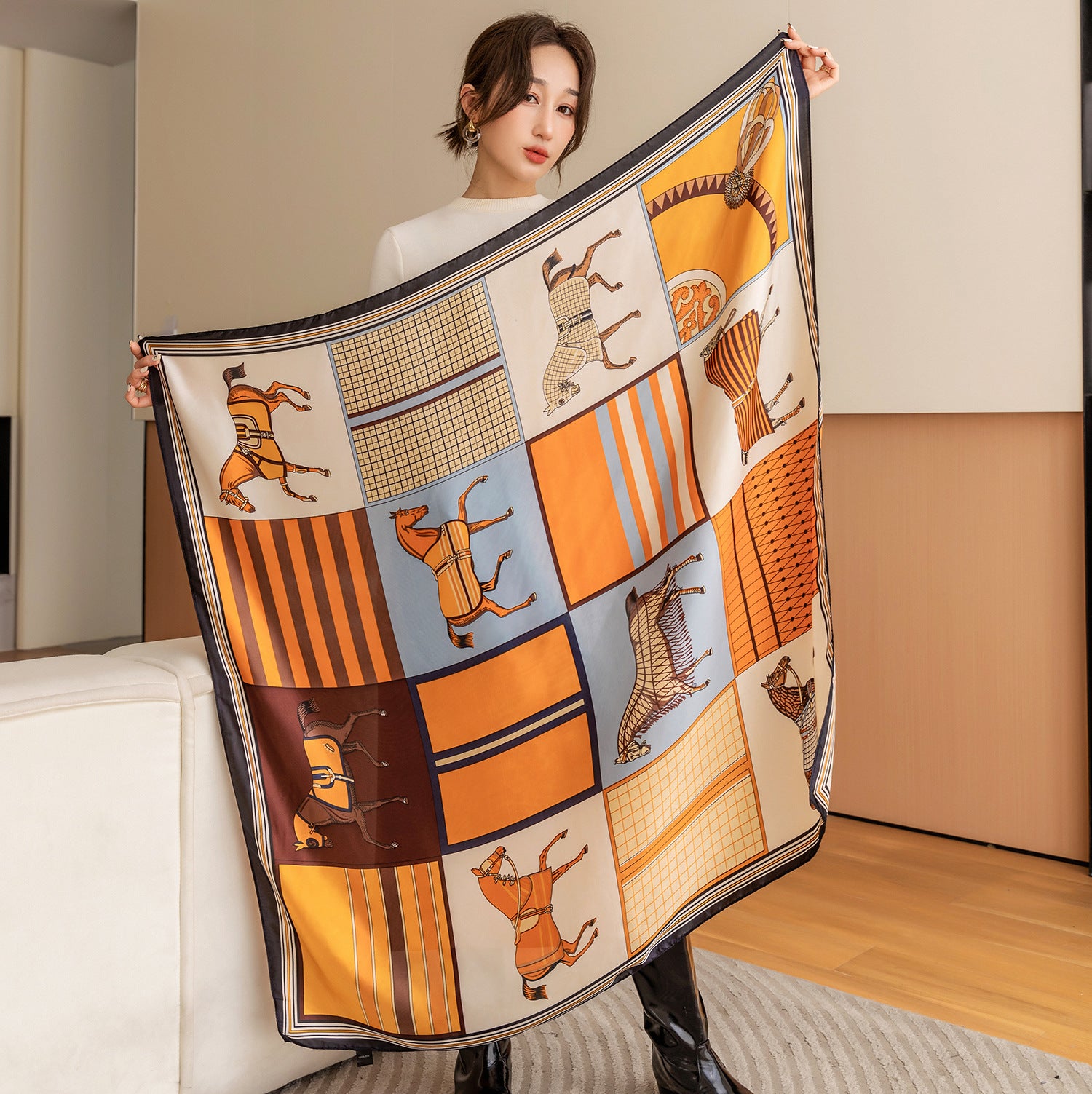 Creative Exotic-print Versatile Silk Scarf