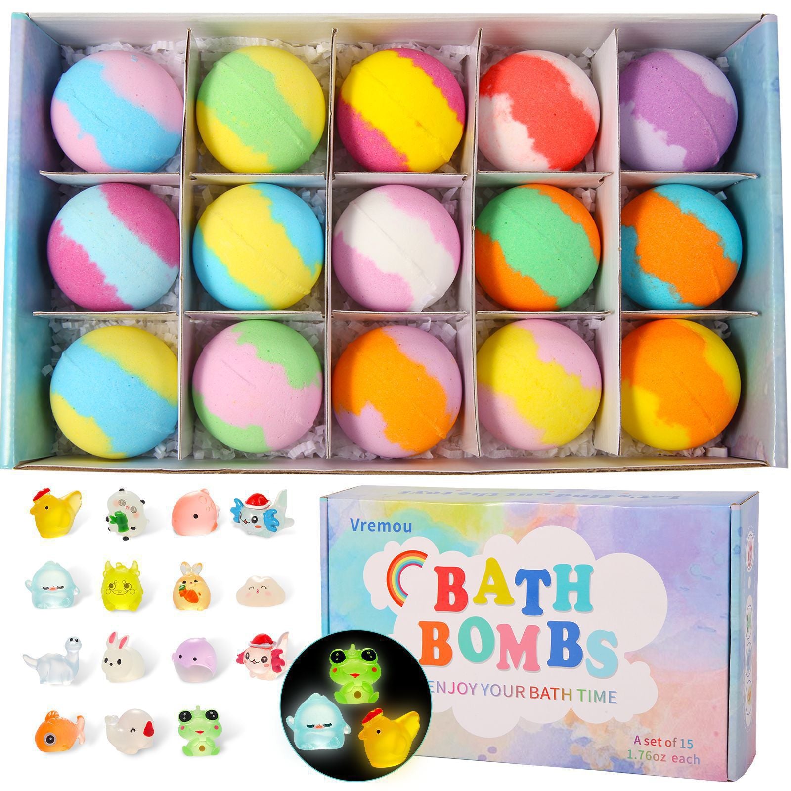 Childrens Surprise Bath Salt Balls with Hidden Toys