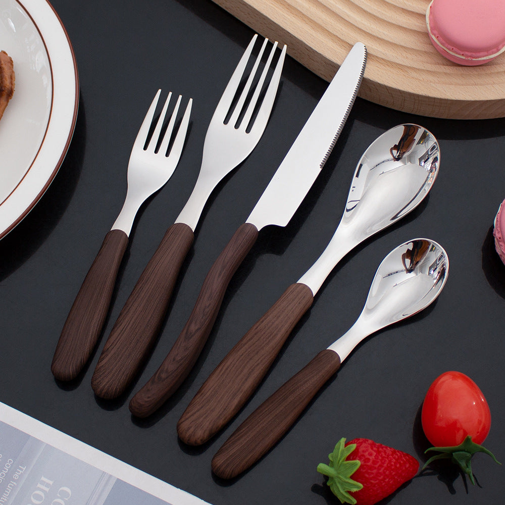 Stainless Steel Wood Grain Cutlery Set