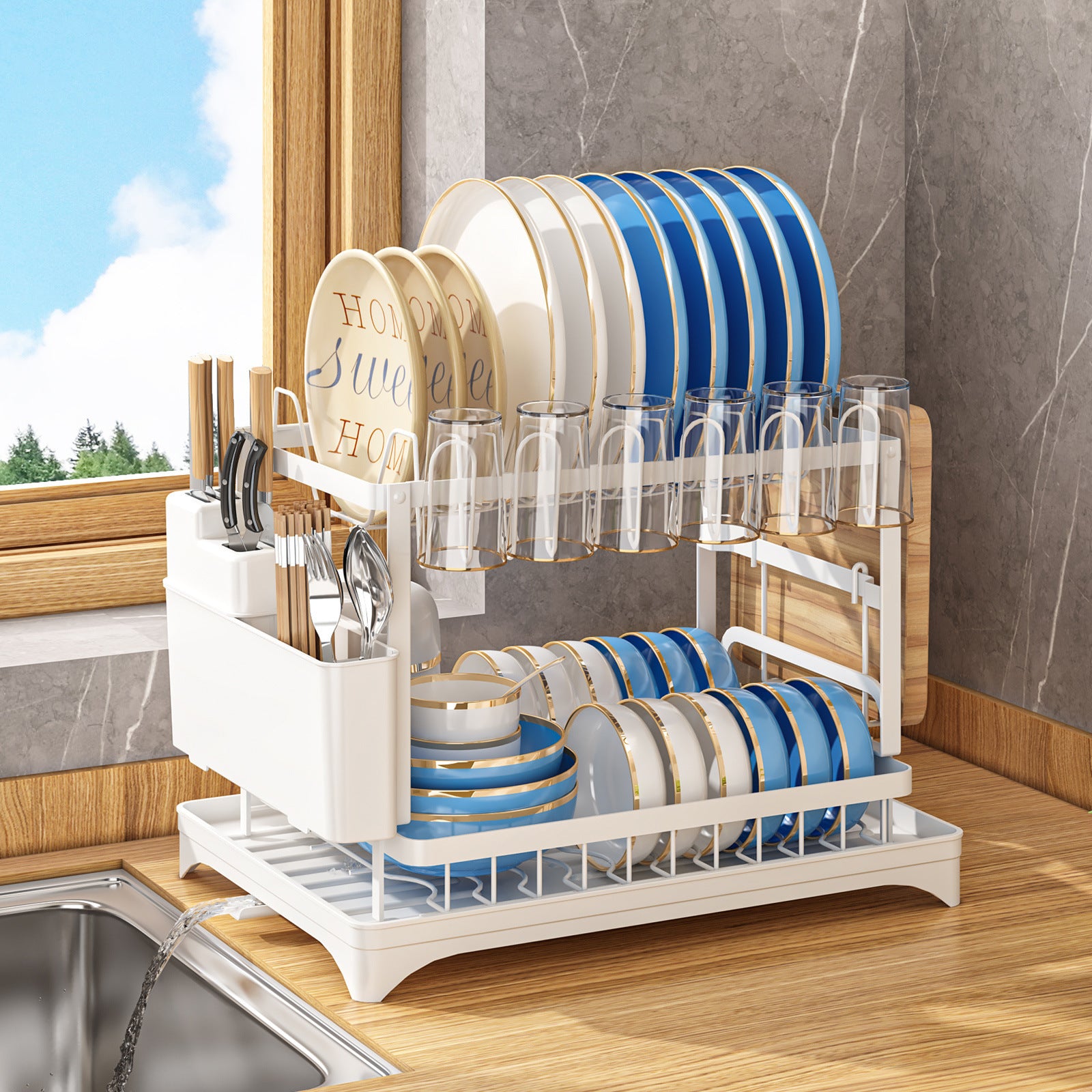 Kitchen Bowl and Plate Storage Rack.