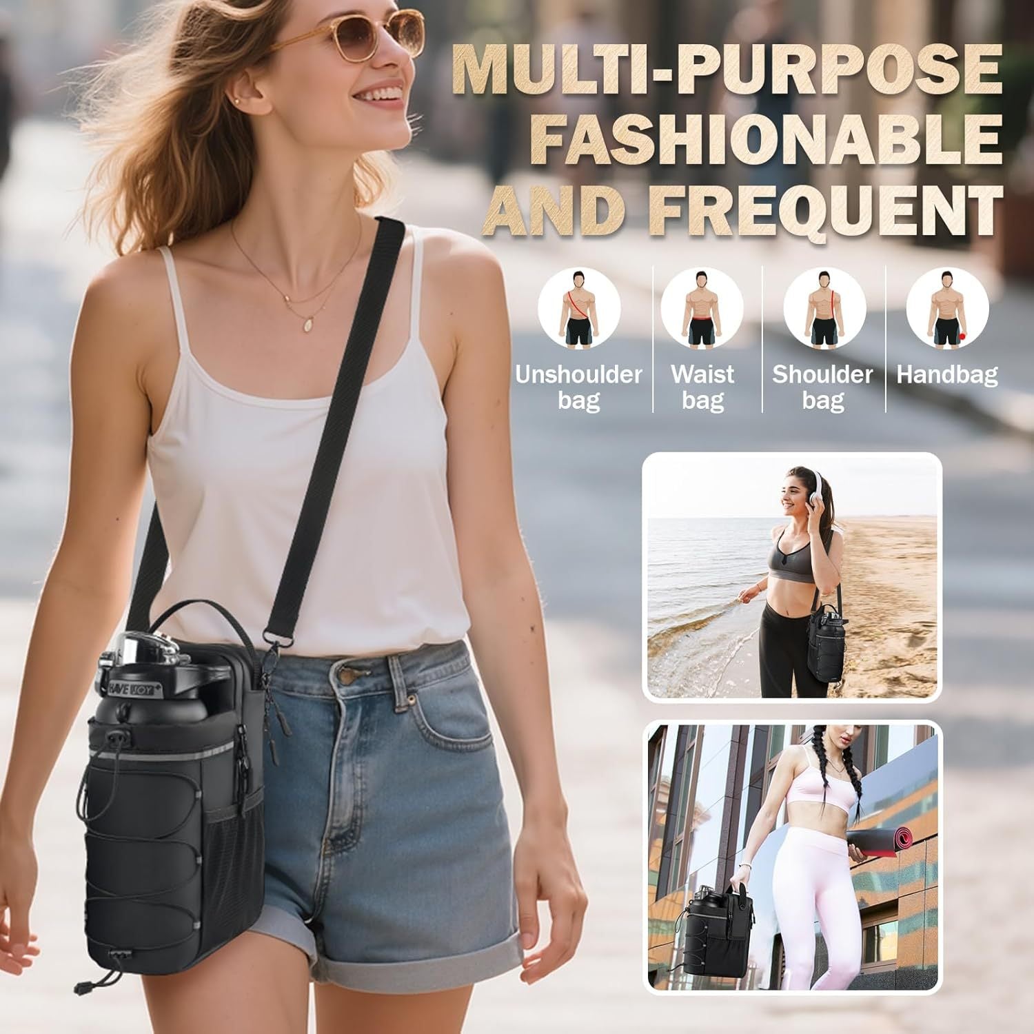 Magnetic Water Bottle Bag Fitness Storage