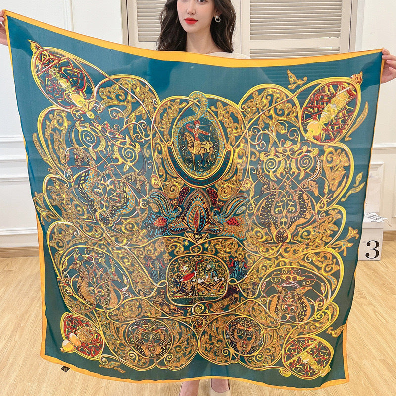 Creative Exotic-print Versatile Silk Scarf