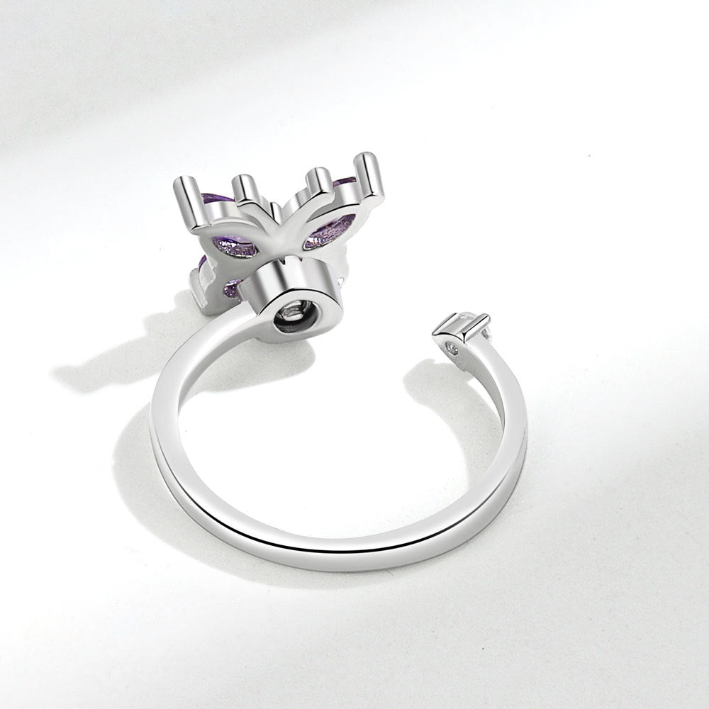 Rotating Ring Rotatable Zircon Butterfly Ring Hand Jewelry