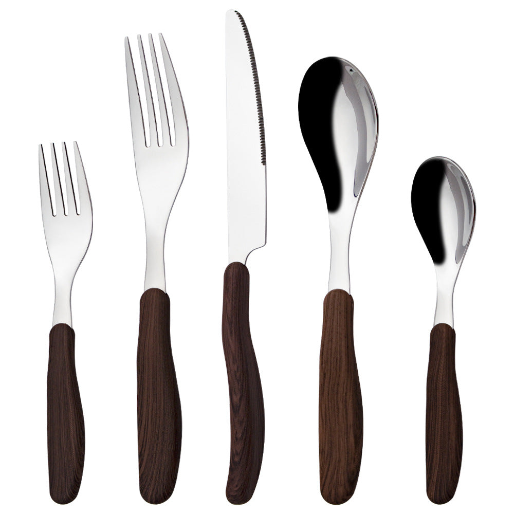 Stainless Steel Wood Grain Cutlery Set