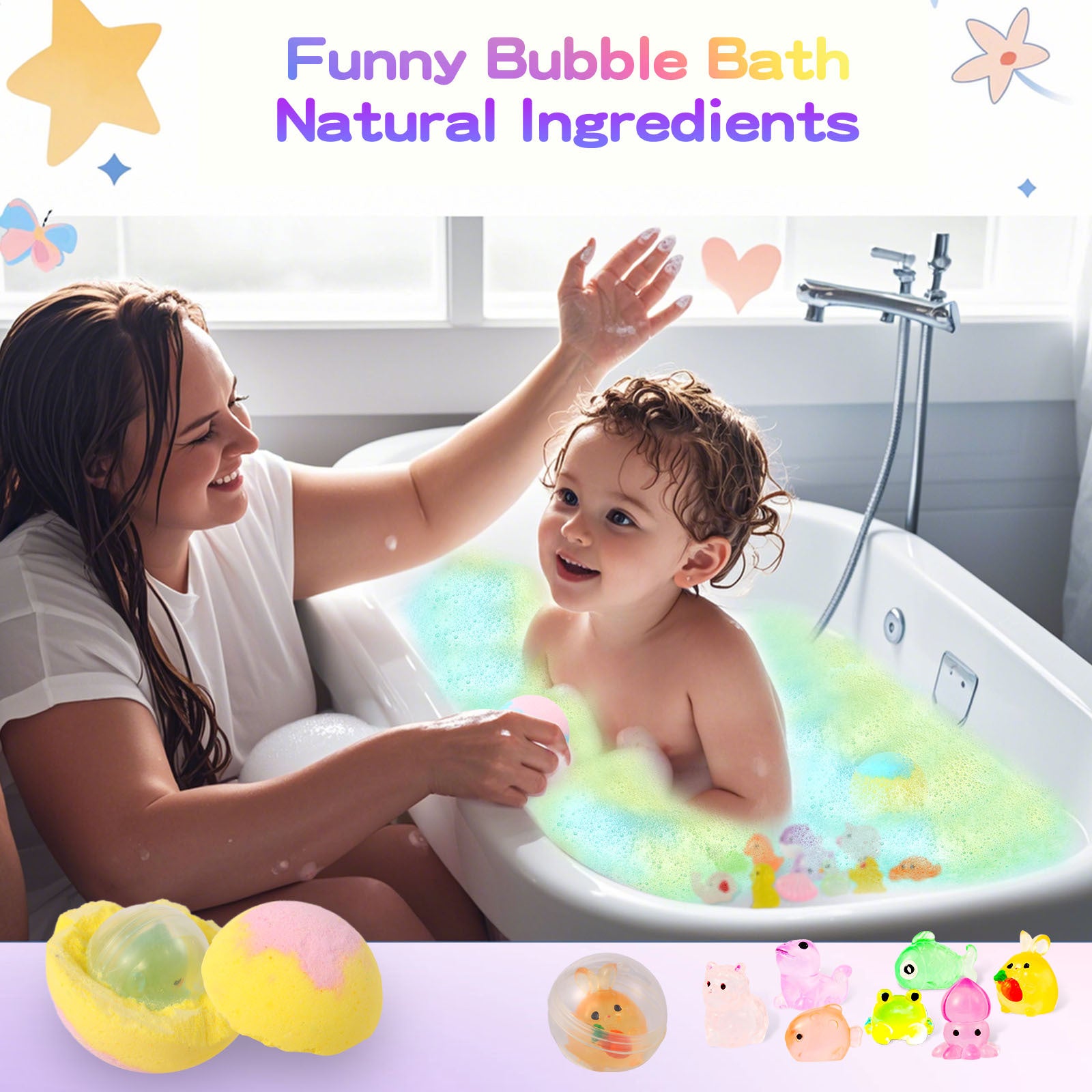 Childrens Luminous Bubble Bath Ball with Surprise Toys
