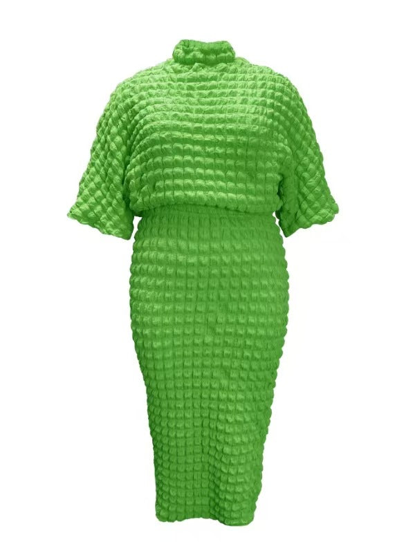 Solid-color Top And Skirt Two-piece Set For Women