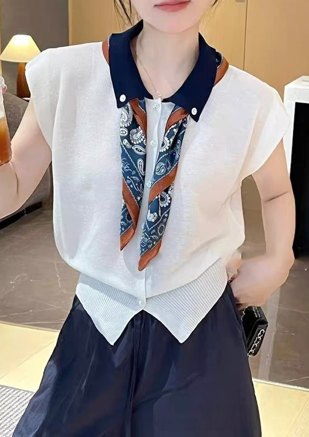 Polo-neck Knit Sweater Casual Trendy Top For Women