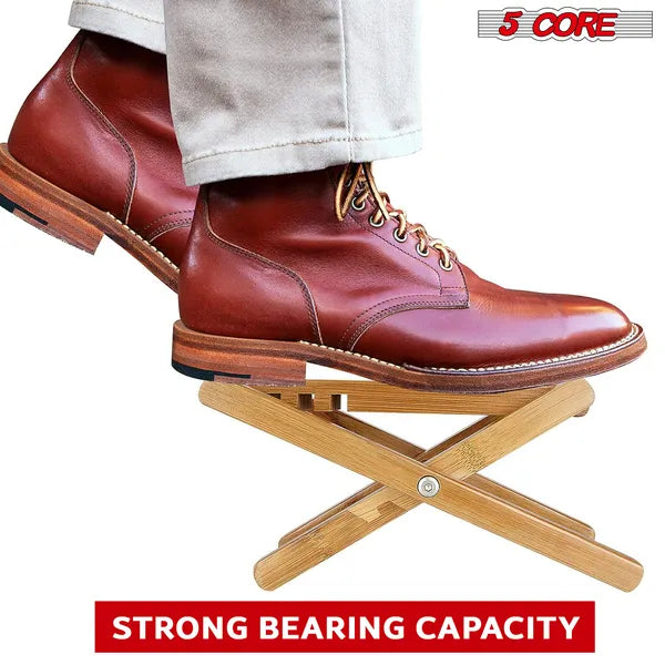 5 Core Guitar Foot Stool 3 Level Adjustable Leg Rest Non Slip Portable Wood Classical Footrest