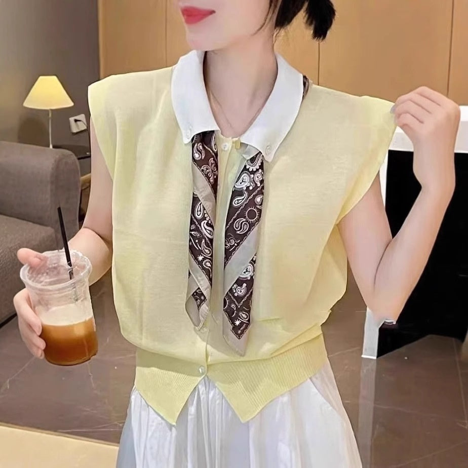 Polo-neck Knit Sweater Casual Trendy Top For Women