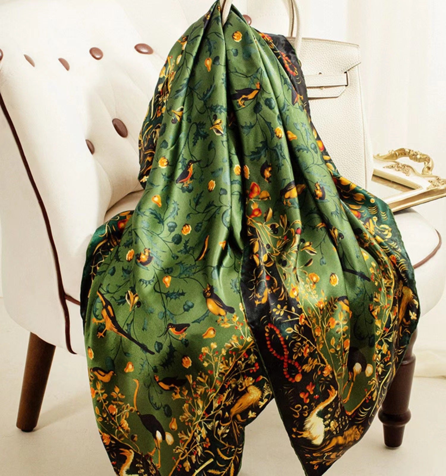 Creative Exotic-print Versatile Silk Scarf
